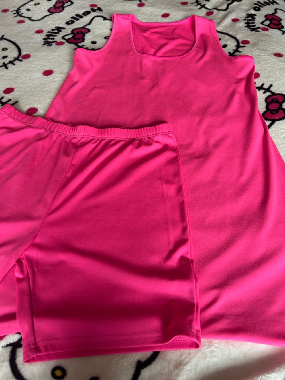 🩷SHEIN Neon Pink Tank Top and Biker Short Set
